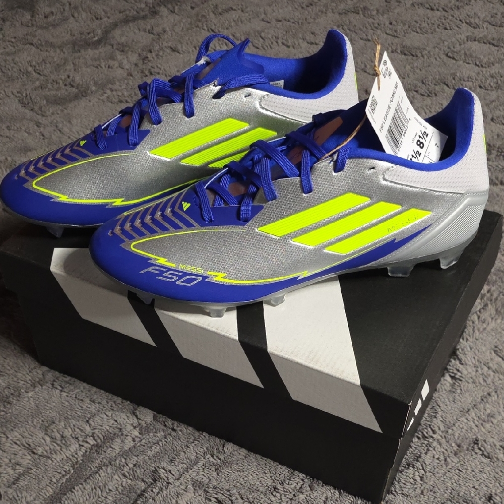 Adidas F50 Cleats in Blue and Neon Yellow